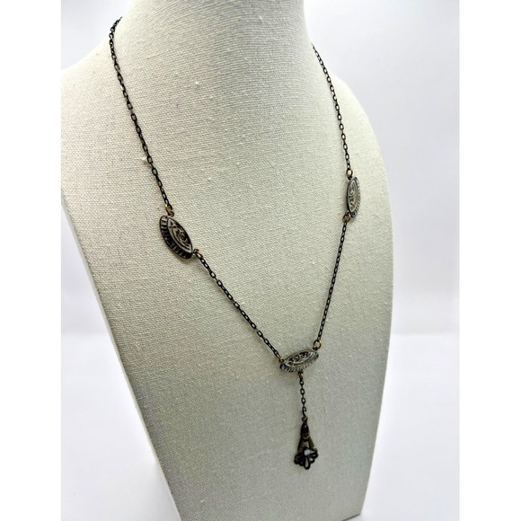 Jewelry - Vintage Egyptian Revival Necklace Pharaoh Pendant Brass‎ Tone Art Deco Figural